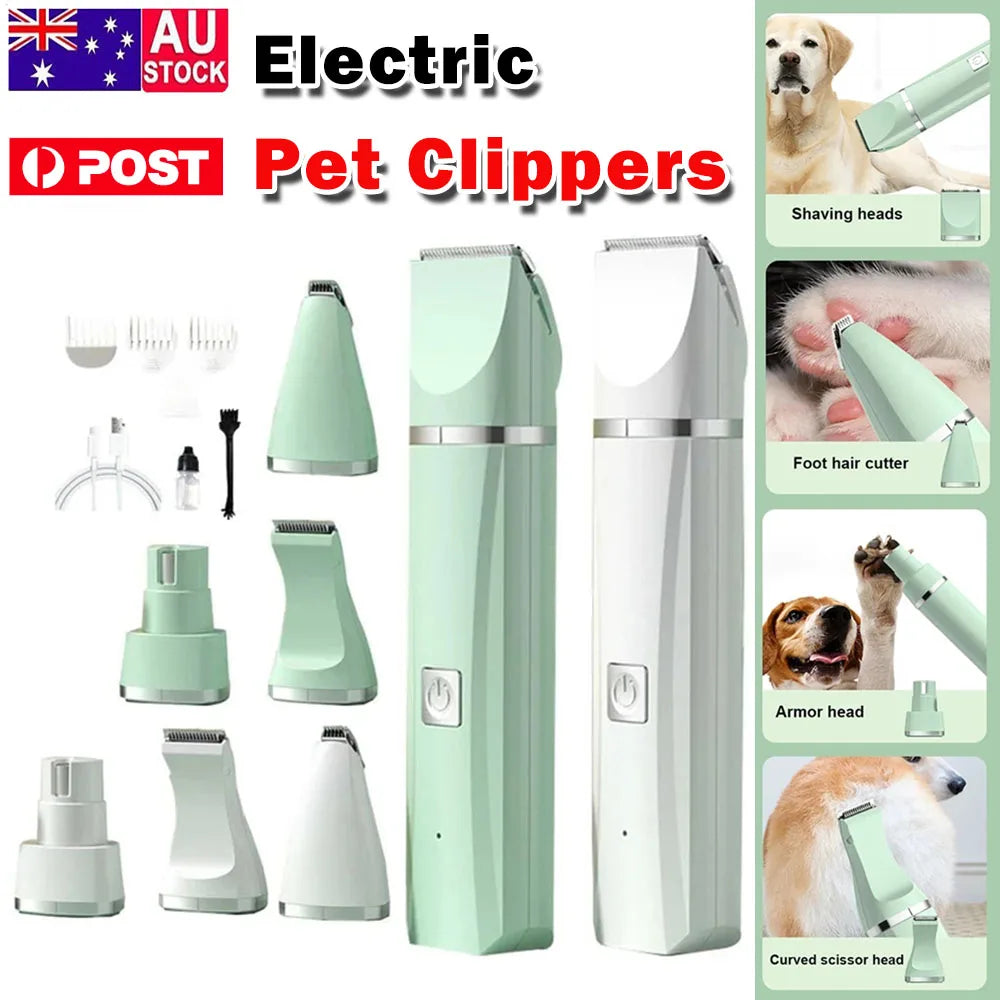 4-In-1 Multi-Functional Electric Dog Clippers for Grooming Cordless Dog Shaver Clippers Trimmers Low Noise Pet Grooming Tools